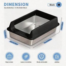 Stainless Steel Cat Litter Box, Large Open Top Litter Box With Anti Splash High Sides, Anti Tracking Pedal, Easy To Clean, Non Stick, Odor Resist (Option: M10-Black)