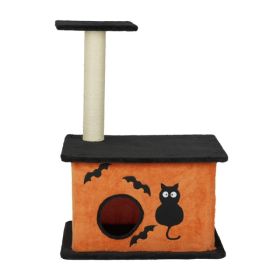 33inch Halloween Cat Tree, Cat Tower Cat Tree For Indoor Cats With Spacious Cat Condo, Large Platform, Sisal Scratching Post, Orange & Black (Option: Orange  Black)