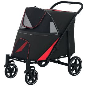 One-Click Foldable Dog Stroller for M, L Dogs, Pet Stroller, Black (Option: Black-865x585x220 mm)