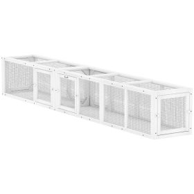 Wooden 98" Cat Tunnel for Outdoor with Combinable Design, 8 Doors, White (Option: White-1050x435x300 mm)