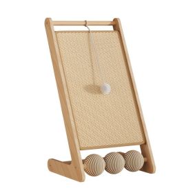 L Rattan Cat Scratching Post With Ball Attachment (Option: LSJ2)
